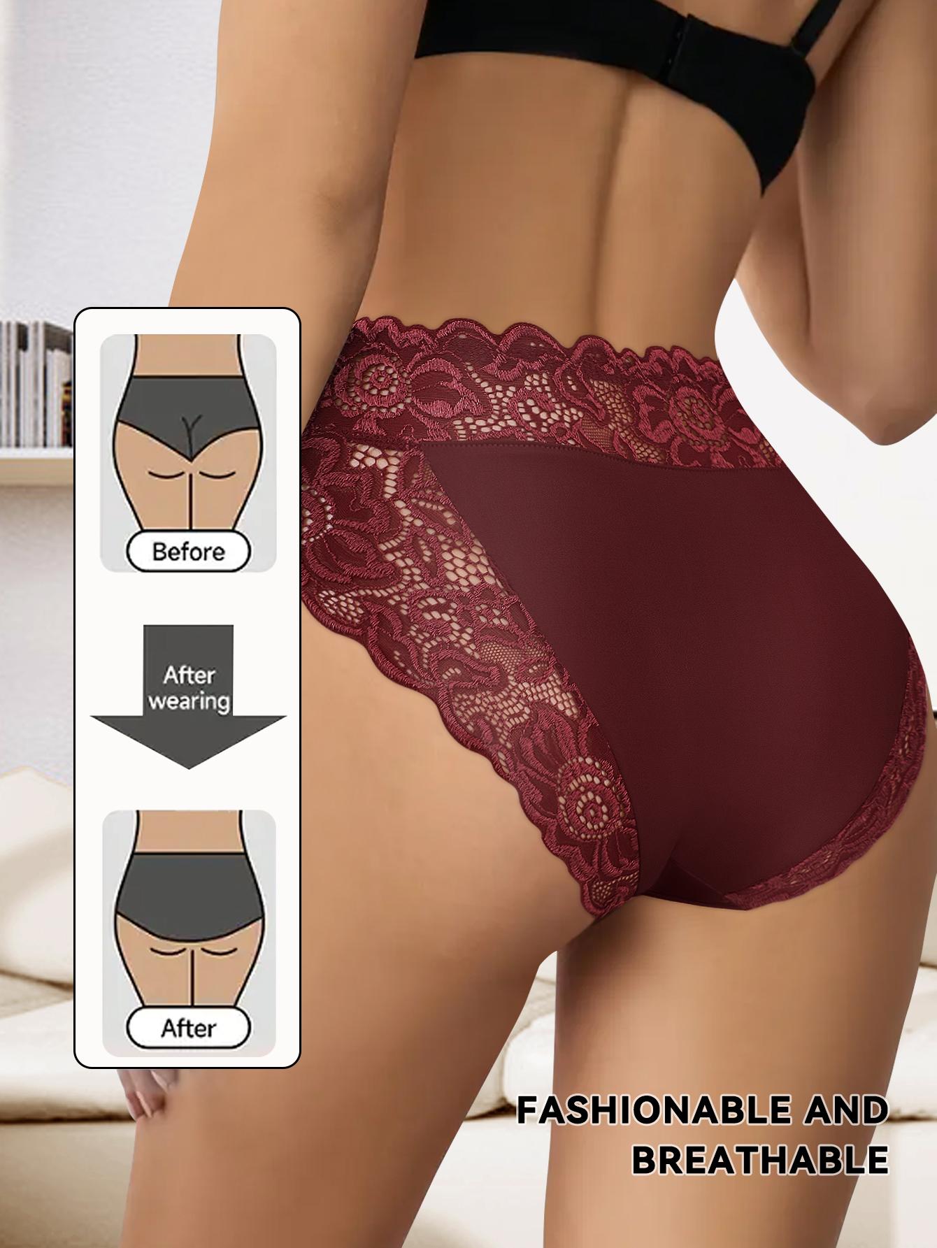 QUASTI 10 Piece Women's Mid Waist Lace Patchwork Sexy Seamless Underwear, High Elasticity Hip Lifting Breathable Soft Panties, Mixed Color Soft Basic Fit Fashion Underwear, S-XXL