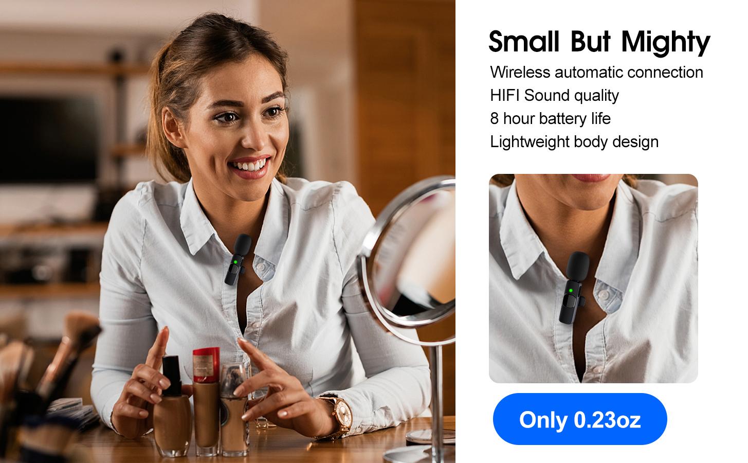 2026 2pcs Lavalier Wireless Microphone for iPhone iPad, Professional Wireless Microphone for Video Recording, Game Live Streaming, Interviews, Vlog