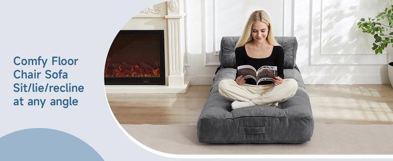 【Valentine's Day Gift】ONBRILL Folding Couch Sofa Bed,Convertible Sleeper Chair for Adults, Corduroy Portable 4 in 1 Fold Out Chair to Floor Lounger, Couches for Living Room,Single