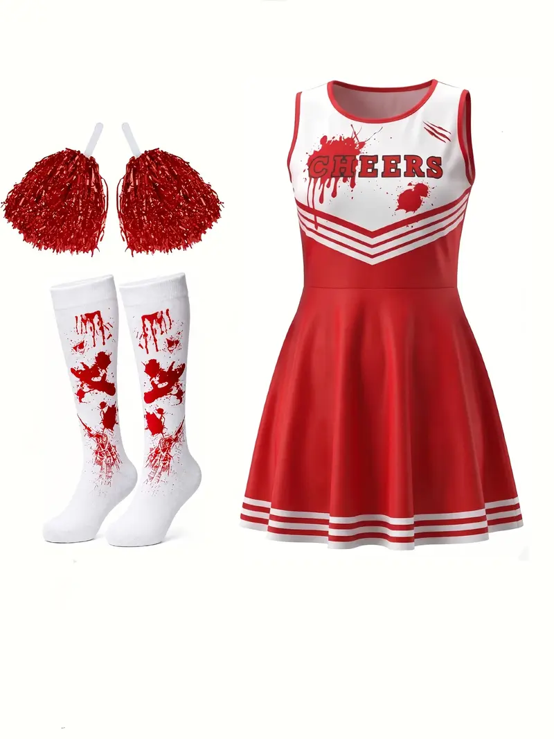 Halloween Girls' Spooky Zombie Cheerleader Halloween Dress, Scary ...