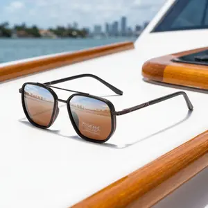 Men's Geometric Double Bridge Polarized Sunglasses - 2026 Vintage Retro Aviator Shades, Lightweight Durable Driving Eyewear for Men & Premium Boyfriend Birthday Gift