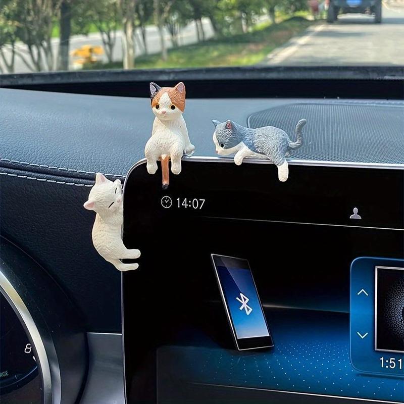 5-Count Adorable Cat Figurines, Car Dashboard Accessories for Vehicle Decoration, Enhances Car Interior with a Cute Touch, Car Interior Accessories, Aesthetic Car Accessory