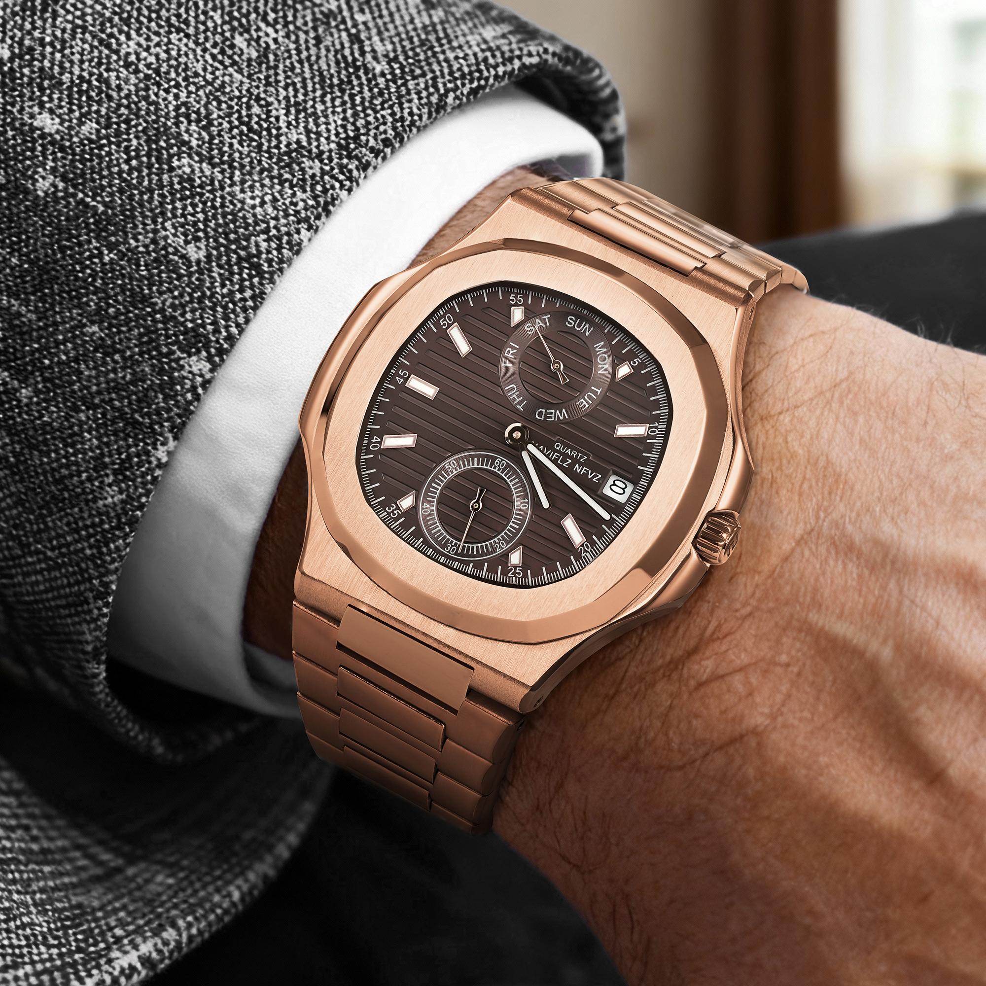 NAVIFLZ NFVZ  Luxury Men Wristwatch Business Waterproof Luminous Date Man Watch Stainless Steel Men's Quartz Watches Relogio Masculino