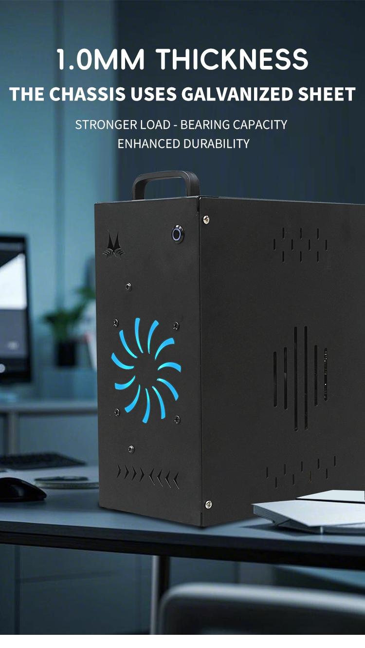 Mini Itx Computer PC Desktop Case, Home Use 2 Bay Nas Box, Compact Portable Handheld, Includes Accessories Screws Switch Handle Foot Pads