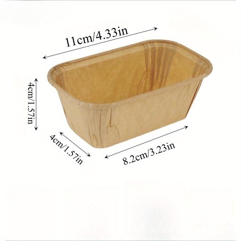 50 Oil-Proof Baking Cups Rectangular Mini Size Anti-Leak Grooved Edges Stackable for Bread Cupcakes Desserts Food Grade Safe Baking Accessories