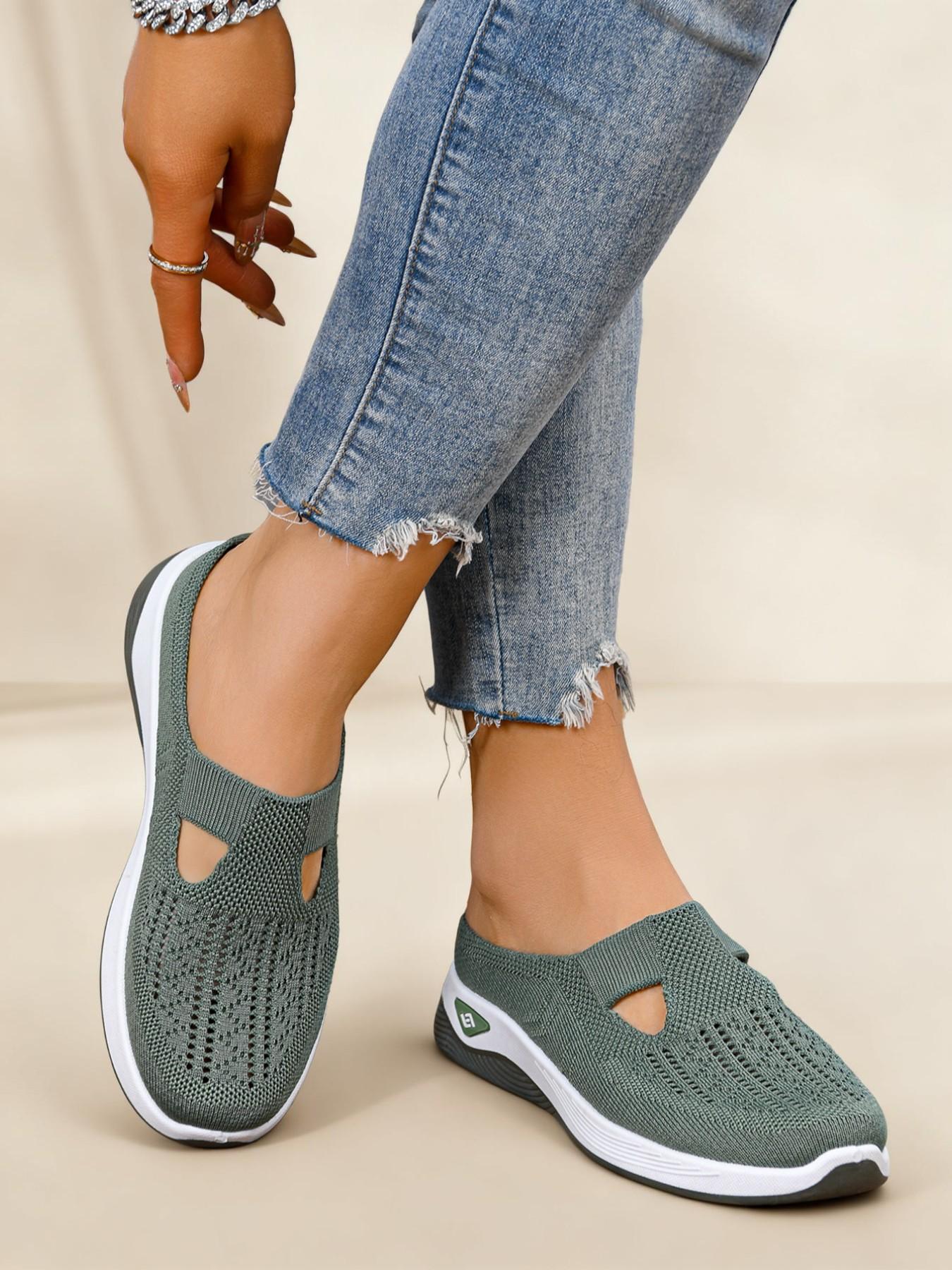 New Women's Casual Sandals, Comfortable Fashion Slip-Ons, Lightweight Soft Sole Mesh Shoes, Outdoor Commute Half-Sandals