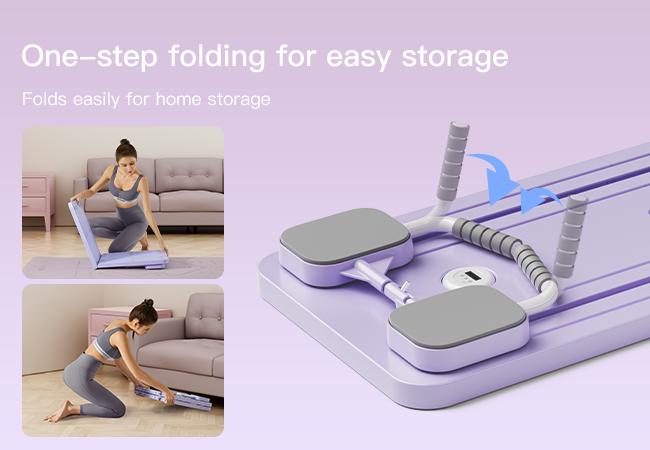 UMAY Pilates Board with Yoga Socks - Pilates Equipment Set, Multifunctional Foldable Home Pilates Board, 5-in-1 Pilates Skateboard