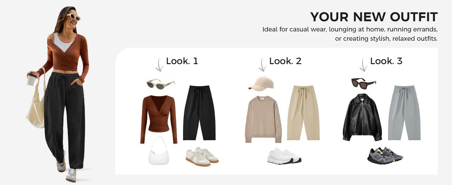 Fisoew Women's Barrel Leg Sweatpant Drawstring Elastic Waisted Wide Leg Pants Casual Active Pants with Pockets #TikTokShopHolidayHaul Womenswear Cropped demitra low rise pants sa capris baggy pants wide leg sweatpants pants for women cargo pants women Fisoew Women's Barrel Leg Sweatpant Drawstring Elastic Waisted Wide Leg Pants Casual Active Pants with Pockets #TikTokShopHolidayHaul Womenswear Cropped demitra low rise pants sa capris baggy pants wide leg sweatpants pants for women cargo pants women