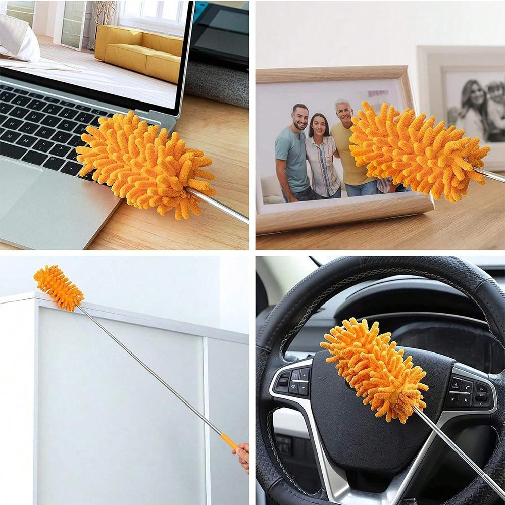 Microfiber Duster for Cleaning, Hand Washable Dusters, Replaceable Microfiber Head, Extendable Pole, Detachable Cleaning Brush Tool for Office, Car, Window