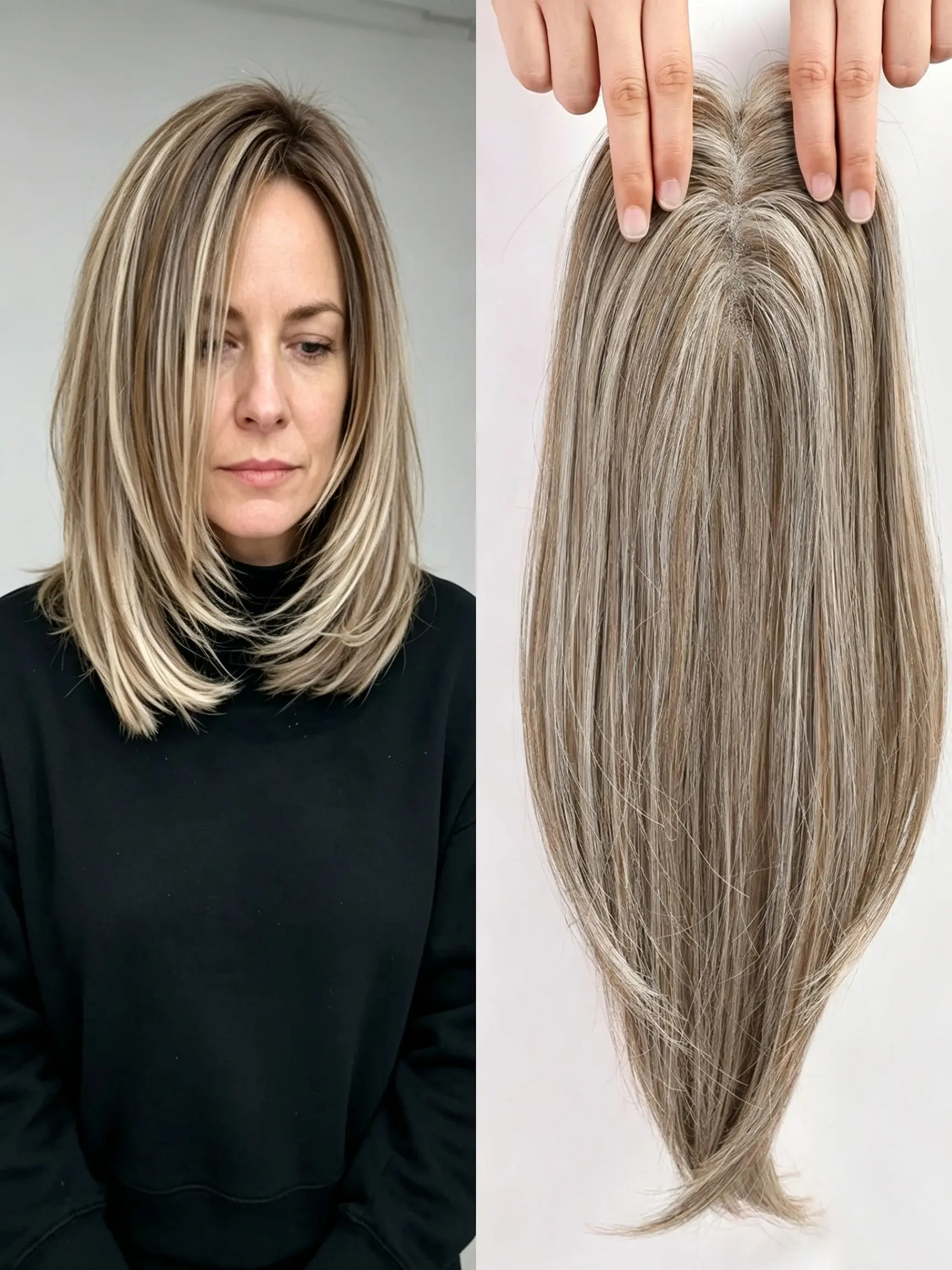 ✅Does thinning hair knock down your self‑confidence? Grab this straight clip‑in hair topper with bangs! Soft high‑quality Kanekalon material, brings invisible natural volume for your everyday pretty hairstyle