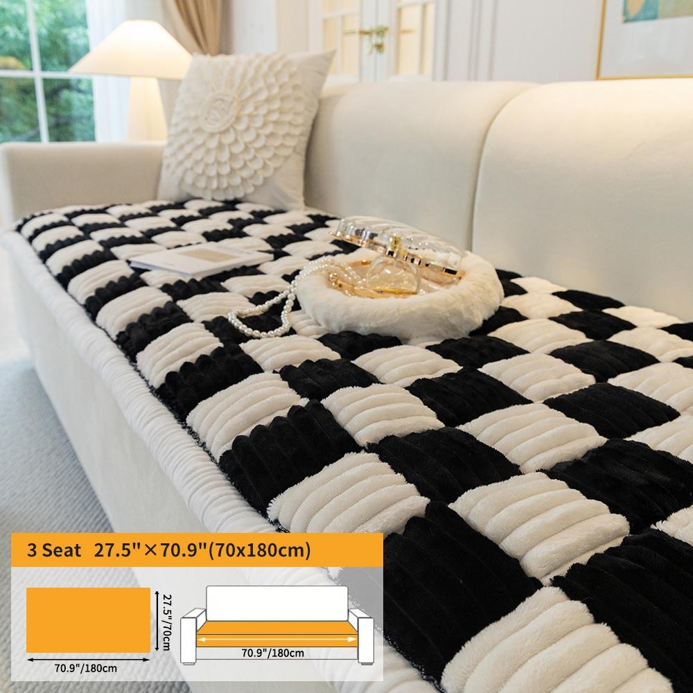 Plaid Pattern Sofa Cover, 1 Count Non-slip Sofa Seat Cover, Thickened Wear-resistant Sofa Cover, Dust-proof Couch Protector for Home Living Room, Reusable Sofa Cover