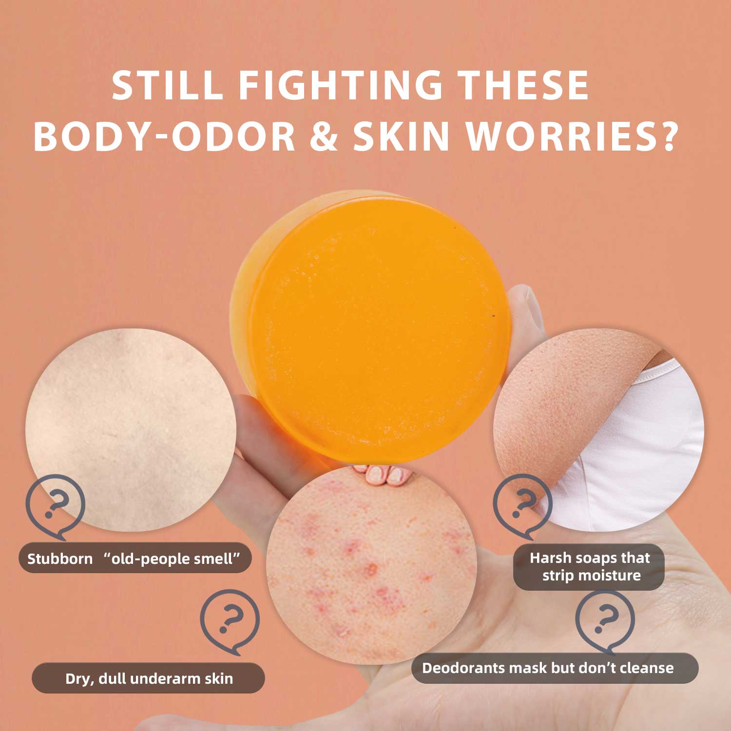 Persimmon Soap Bar - Deodorizing Soap - Purifying Soap - Nonenal Solution - Japanese Persimmon and Green Tea Extract - For Men and Women - Gentle on All Skin Types - Natural Body Odor Soap