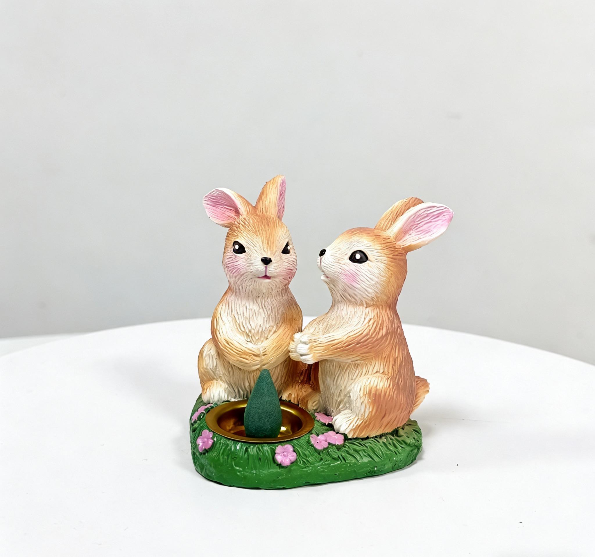 Hand-Painted Resin Rabbit Easter Limited Edition Aromatherapy Ornament, Modern Art Desktop Decor, Living Room Bedroom Office Decoration