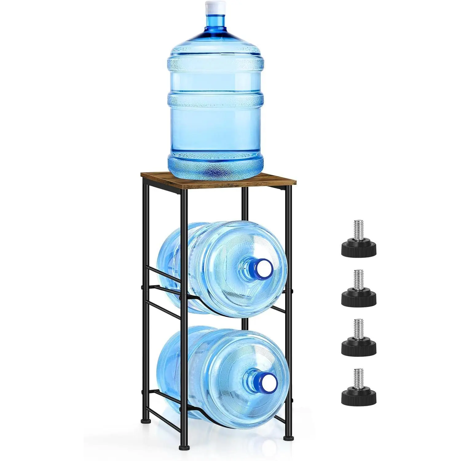 Water Jug Holder 5 Gallon Water Bottle Storage Rack Water Dispenser Stand with Top Shelf 5 gal water Jug Storage Rack for Kitchen, Dining Room, Office, Rustic Brown