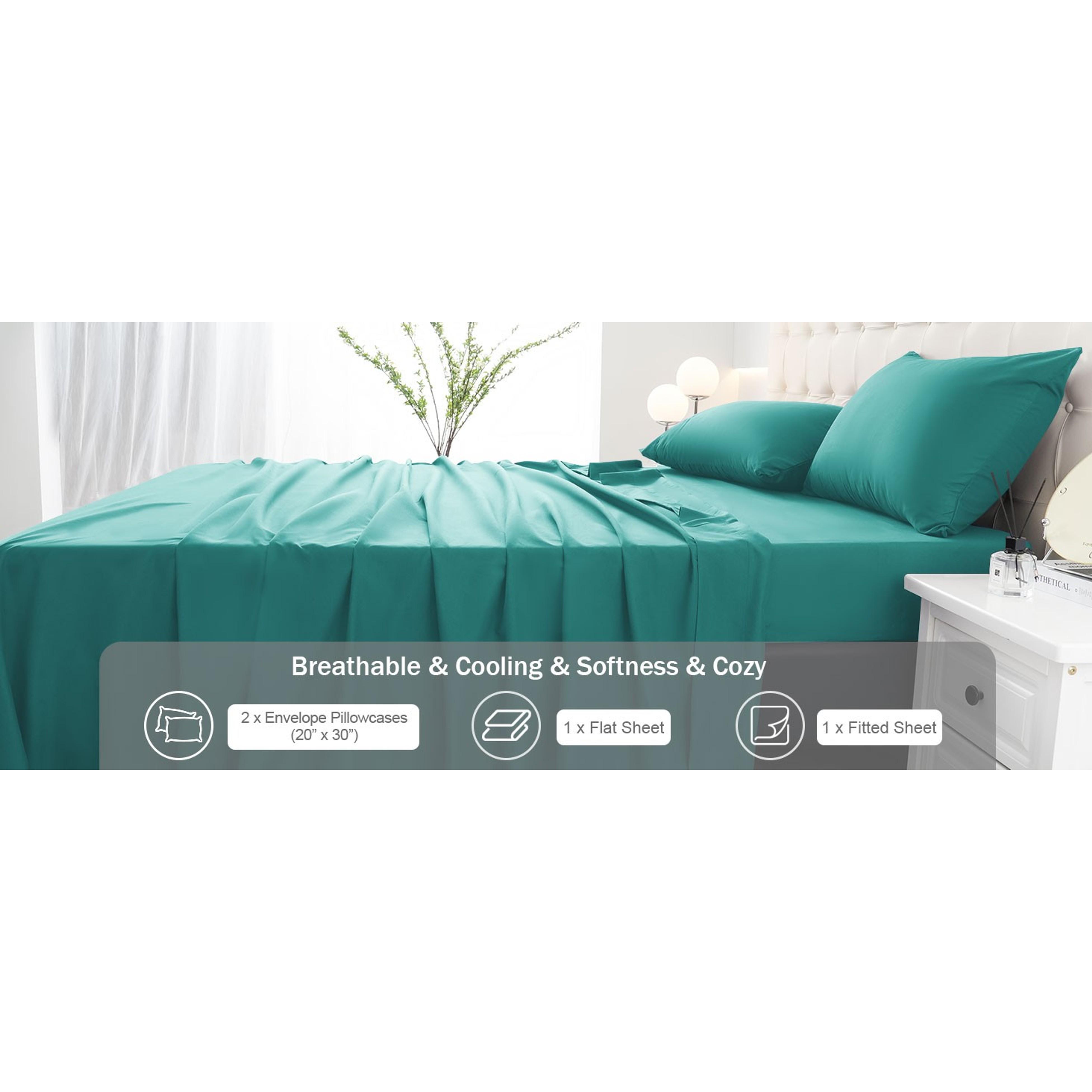 Queen Bed Sheets Set, Soft Breathable Bedding Sheet Set, Sheets Set with 16" Deep Pocket Design (4 Pieces, Queen, Turquoise)