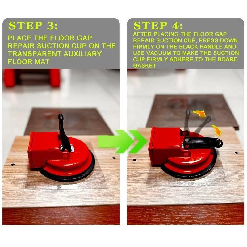 Floor Gap Repair Suction Tool Set, Professional Home Tools Kit for Flat Surfaces, Tiles, Wood Boards, PVC, Glass Floors, Includes 3 Transparent Pads