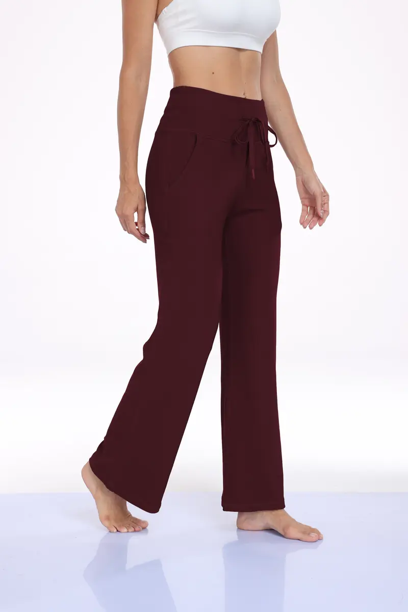 Burgundy wide-leg drawstring sweatpants