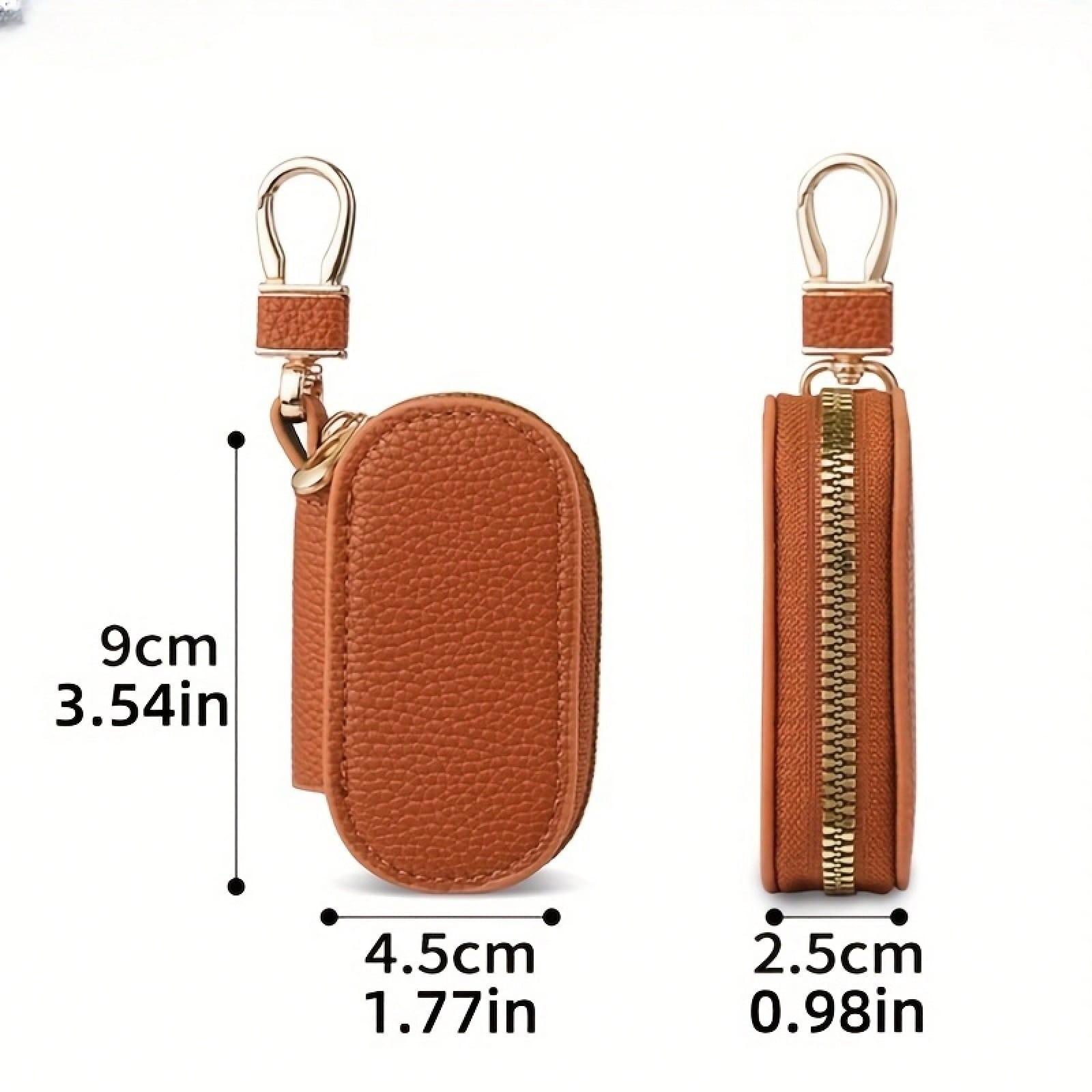 Women's Lychee Pattern Key Bag, Solid Color Design, Universal Fit, Large Capacity Storage, Ideal for Daily Use & Organizing Keys