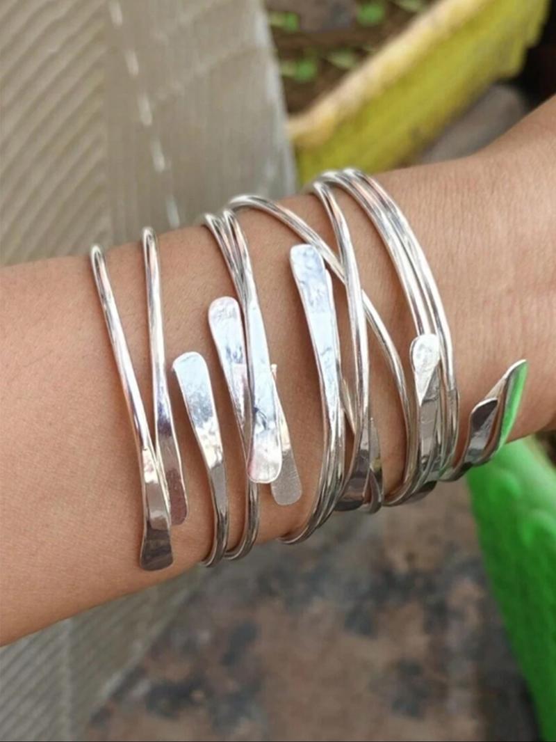 Women's Punk Style Cuff Bangle Set, 6 Counts Fashionable Minimalist Trendy Stack Bangle Bracelets for Party, Daily Decor, Trendy All-match & Exquisite Jewelry for Birthday Gift