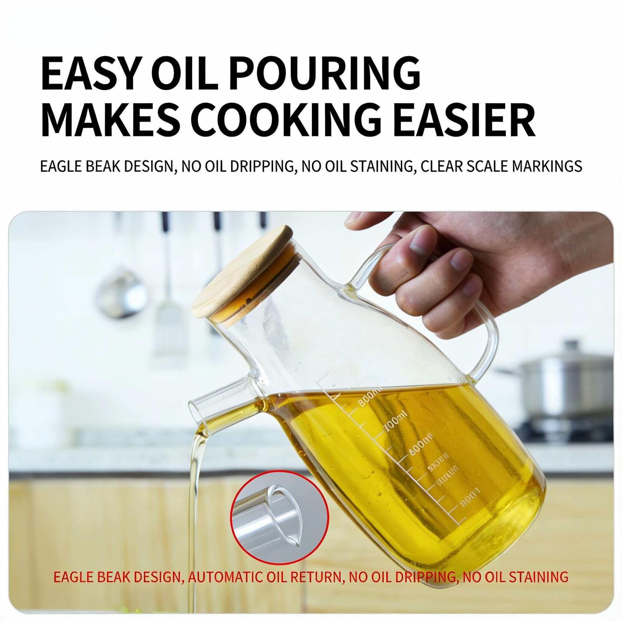 2pcs High Borosilicate Glass Multi-Functional Kitchen Condiment Bottles, Large Capacity Soy Sauce Vinegar Oil Bottle, Durable & Elegant Design