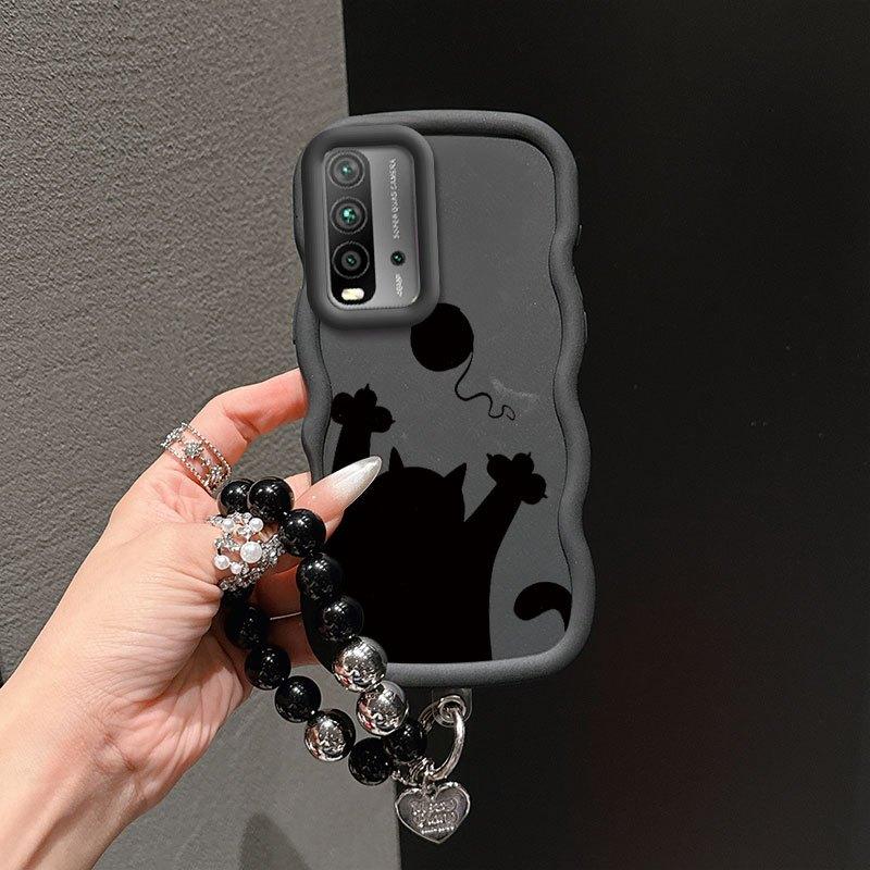 1 Piece Shadow Kitten Stylish Suitable For Redmi 9 Power Phone Case Cover With Flexible Finish Featuring Anti-Scratch And Lanyard For Daily Use
