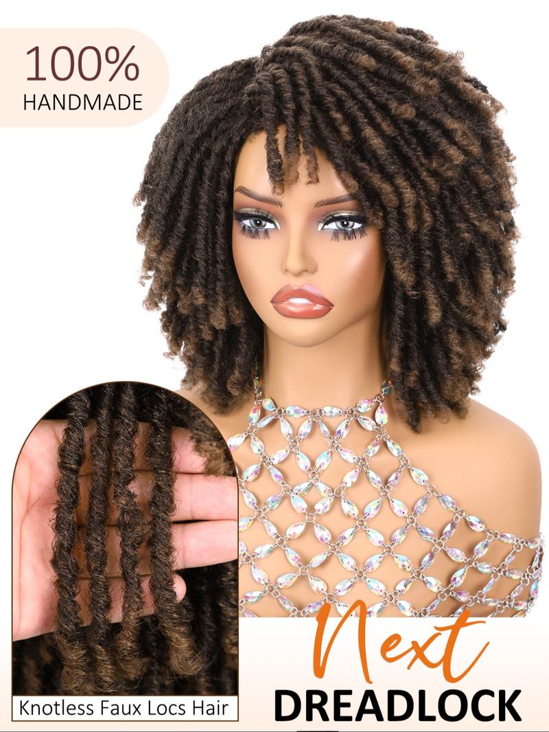 Dreadlock Wig Short Twist Braided Wigs for Women and Men, Afro Curly Synthetic Wig, Faux Locs Braided Crochet Hair Wigs, 1b/30#, Synthetic Twists Wigs