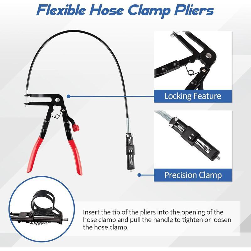 9PCS Hose Clamp Pliers, Long Reach Hose Clamp Tool Remover for Water Hose and Automotive Coolant Radiator Heater with Flexible Wire Long Reach Hose Clamp and Flat Band Pliers 9PCS Hose Clamp Pliers, Long Reach Hose Clamp Tool Remover for Water Hose and Automotive Coolant Radiator Heater with Flexible Wire Long Reach Hose Clamp and Flat Band Pliers