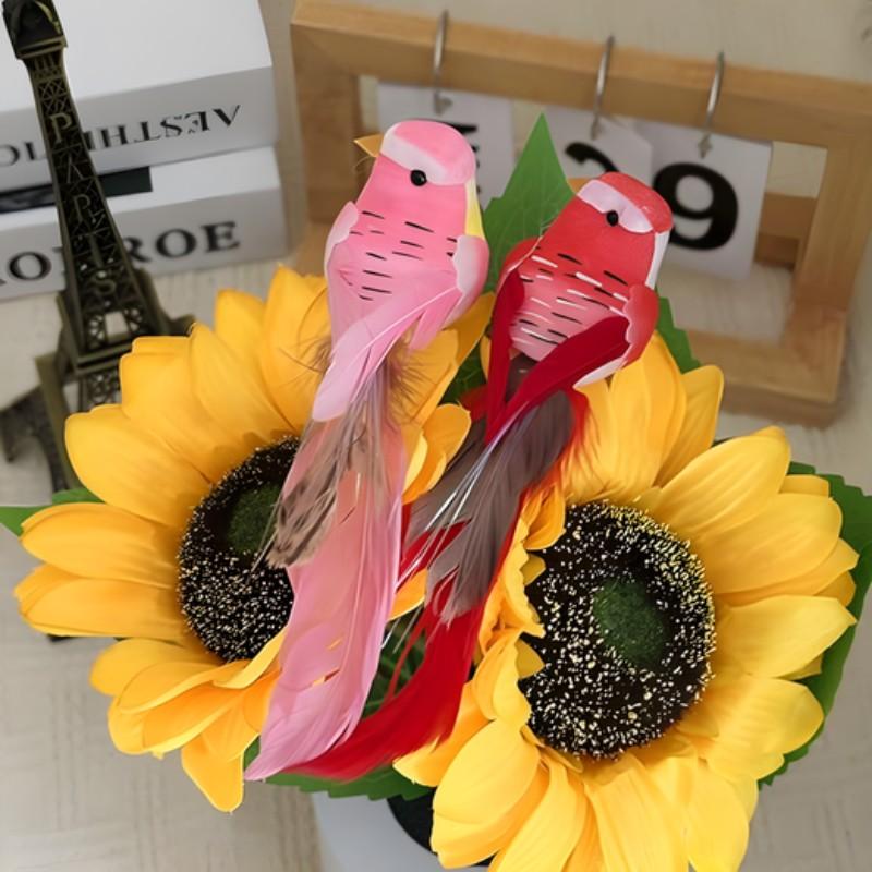 6-Piece Set Realistic Bird Decorations, Garden Decoration, Living Room Plant Decor, Outdoor Plant Decor, Forest Party Supplies, Random Colors