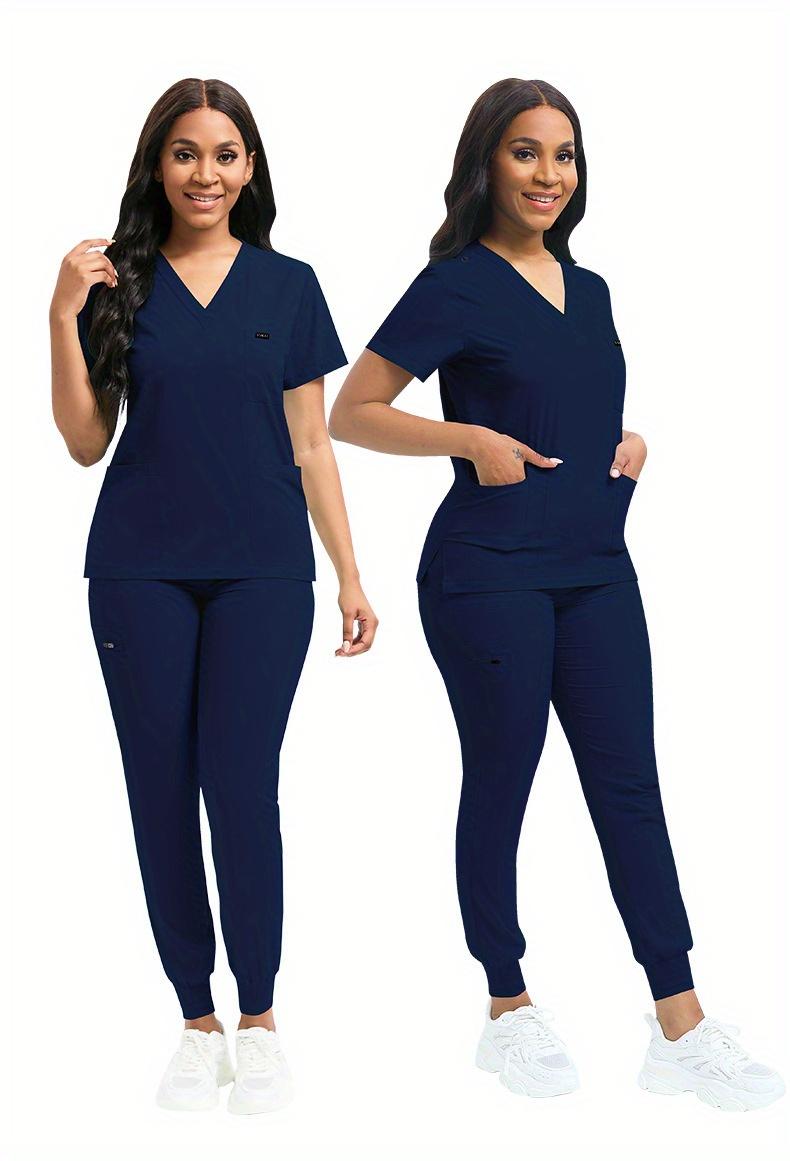 Daily Practical Work Clothes Set Solid Color Breathable Nursing Scrubs Women Uniforms Elasticity Pet Clinic Nurse Workwear Doctor Thin Uniform