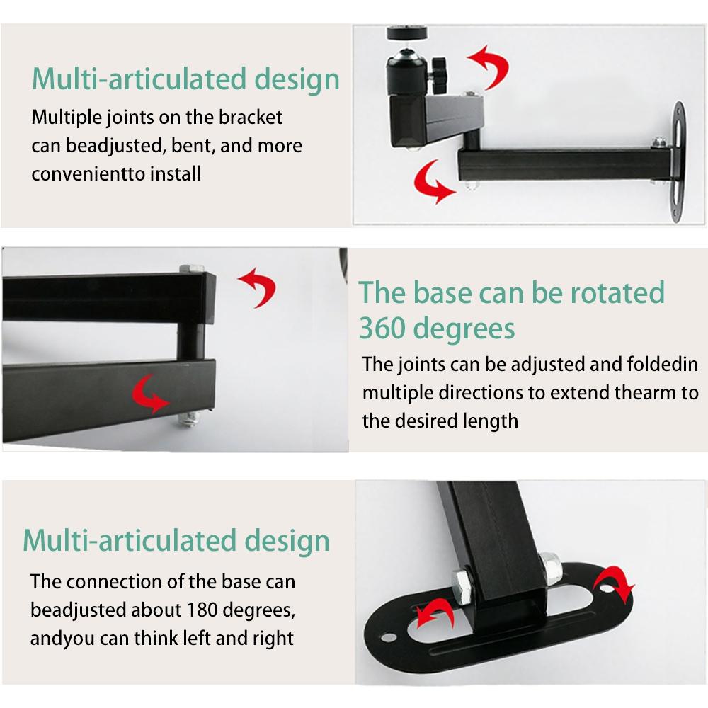 Adjustable Projector Stand, Wall-Mounted Folding PTZ Bracket, Suitable for TV, VCR and Home Theater, Durable Iron Construction, Foldable
