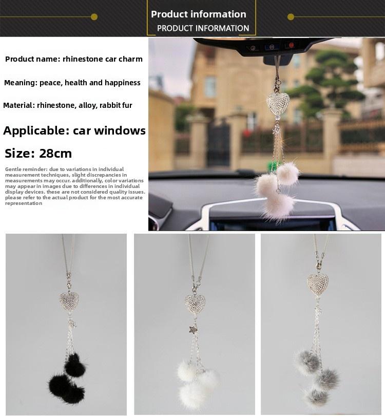 Fluffy Heart Rearview Mirror Charm, Cute Fuzzy Car Accessories for Women, Aesthetic Car Interior Hanging Decoration, Gift for Her