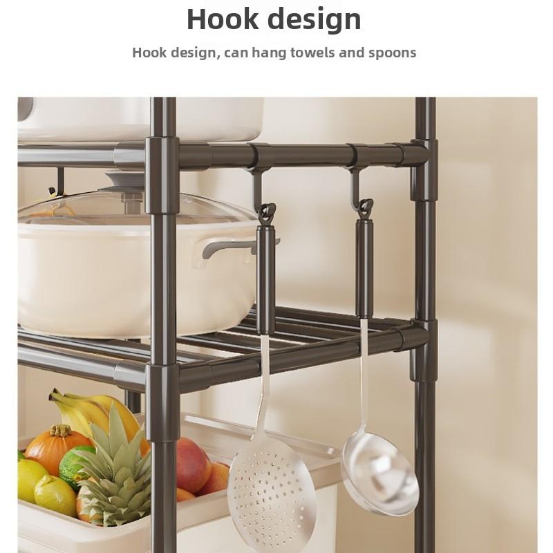 Multi-layer kitchen storage rack, floor-standing organizer for home use, bathroom shelf, no-drill microwave rack,  kitchen storage & organization, microwave stand, microwave rack with storage, kitchen shelf, kitchen storage and organization