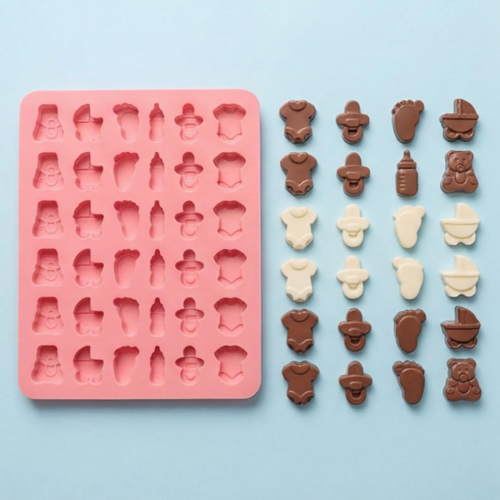 3pcs Silicone Molds Set, 36-Hole DIY Chocolate Candy Cake Decorations, Bear Bottle Foot Shape, Perfect for Baking & Crafting