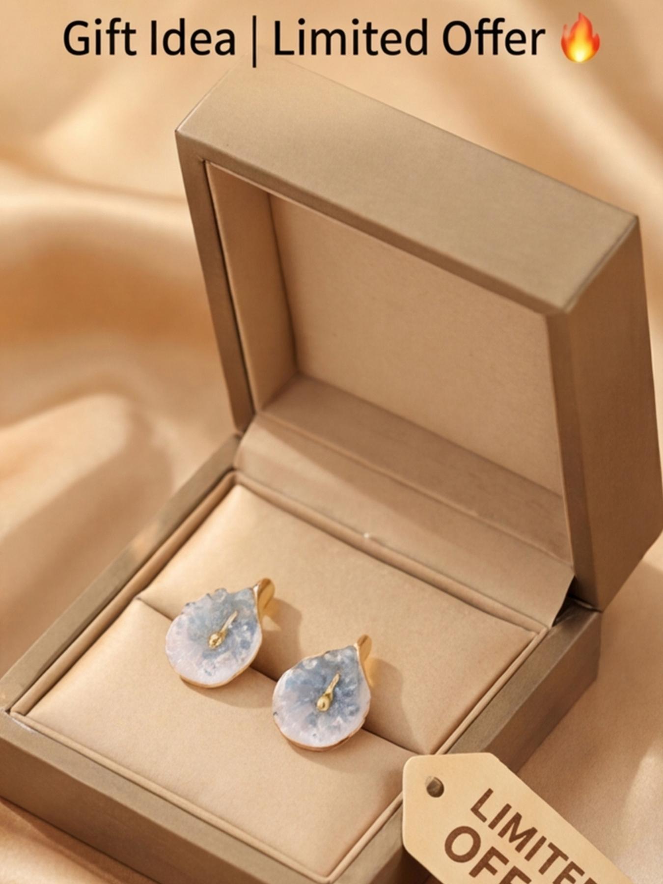 Women's Hypoallergenic Calla Lily Flower Stud Earrings, Gold Plated Gradient Blue Crystal Enamel Dainty Earrings, French Style Fashion Jewelry for Everyday Wear Wedding & Gift