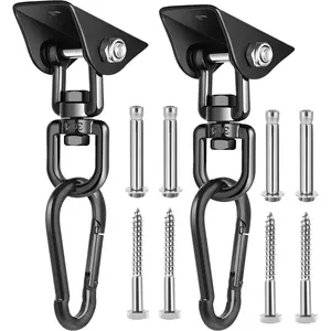 Porch Swing Hanging Kit, 360°Rotating 1200 lb Capacity Hanger for Porch Swing, Hammocks, Swing Chair (2 Pack)