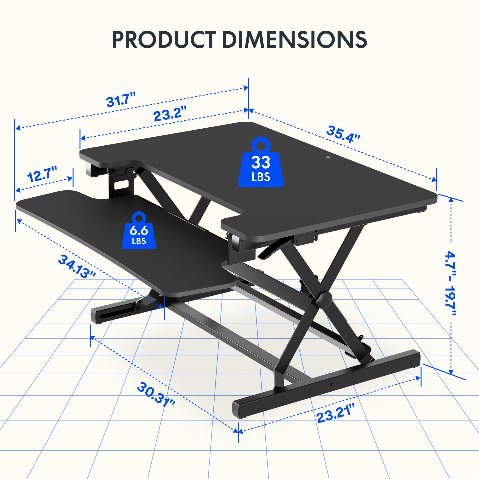 【TikTokShopfalldealsforyou】Standing Desk Converter, Height Adjustable Stand Up Desk Riser, Black Home Office Desk Workstation for Dual Monitors and Laptop