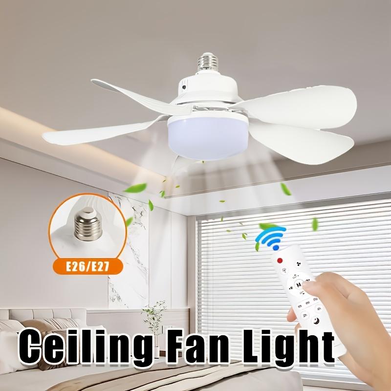 E27 Socket Ceiling Fan Light Remote, Dimmable 3-Speed Quiet in Bedroom, Living Room, Kitchen, Garage and Dining Room-Suitable for all Seasons (1 Pcs)
