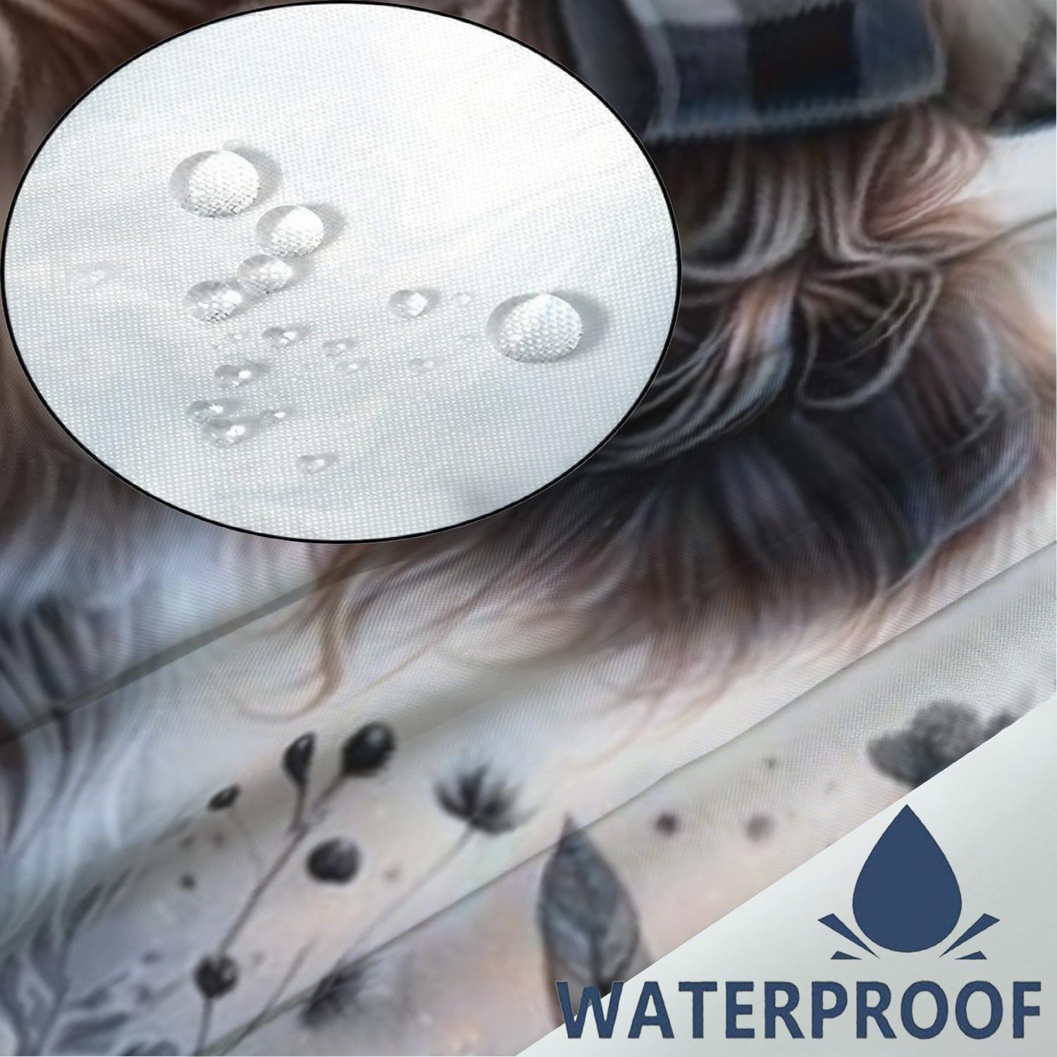 Highland Cow Christmas Shower Curtain Set, 72x72 Inch Waterproof Polyester Bath Curtain, Easy Install, Farmhouse Bathroom Decor