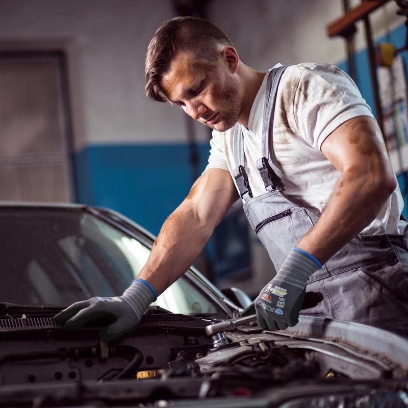 KAYGO Work Gloves MicroFoam Nitrile Coated KG19NB, Seamless Knit Nylon Safety Work Gloves with Micro Dots on palm, Ideal for General Purpose, Automotive, Home Improvement, Painting Protector