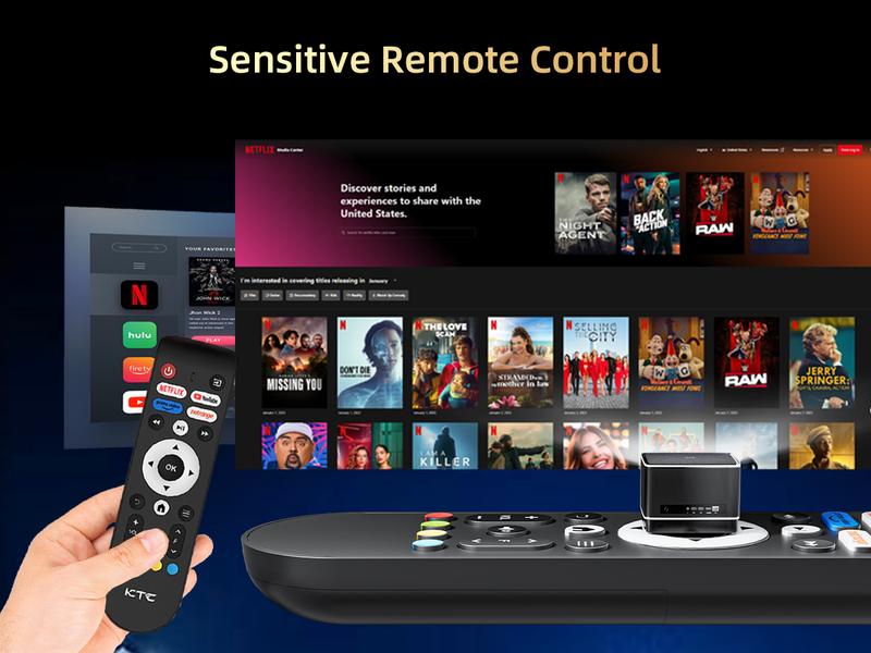 KTC Smart Projector Netflix Licensed / Dolby Audio, 4K Supported TRUE 600ANSI Native 1080P with WiFi / Bluetooth & Dual Strong Speakers,Seamless Autofocus & Keystone Home Theater Proyector 2025