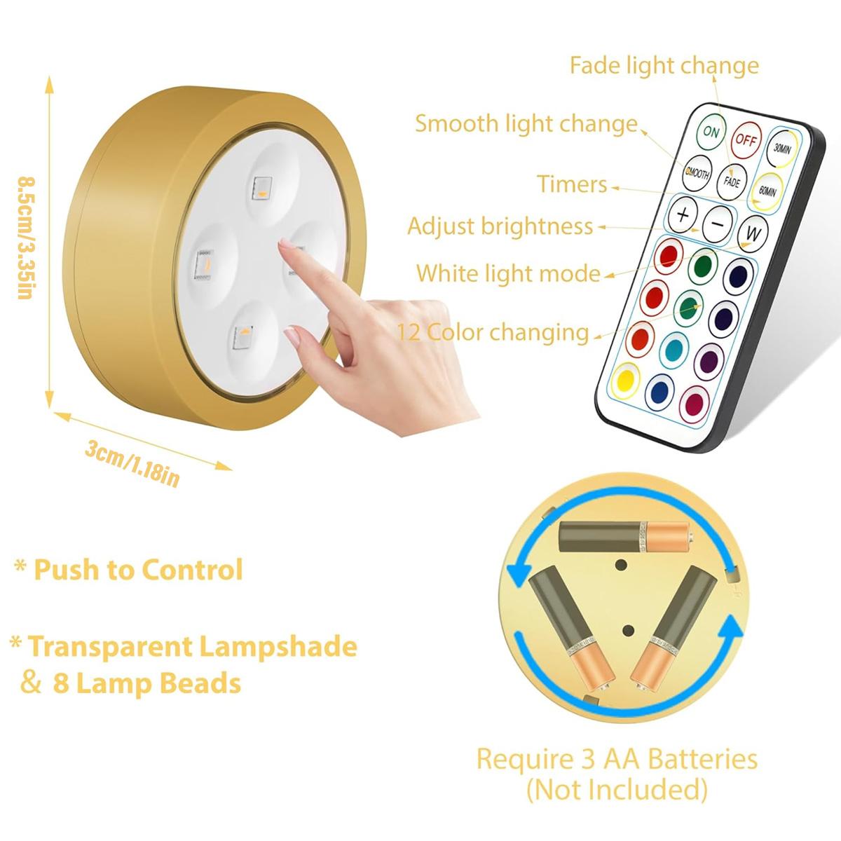 3PCS Picture Lights, Battery Operated Picture Lights for Wall, Led Painting Light with Remote Dimmable and Timer, 3 Lighting Modes Art Display Light for Picture Frame Paintings, Wireless Wall Decor Puck Lights for birthday party Christmas Helloween