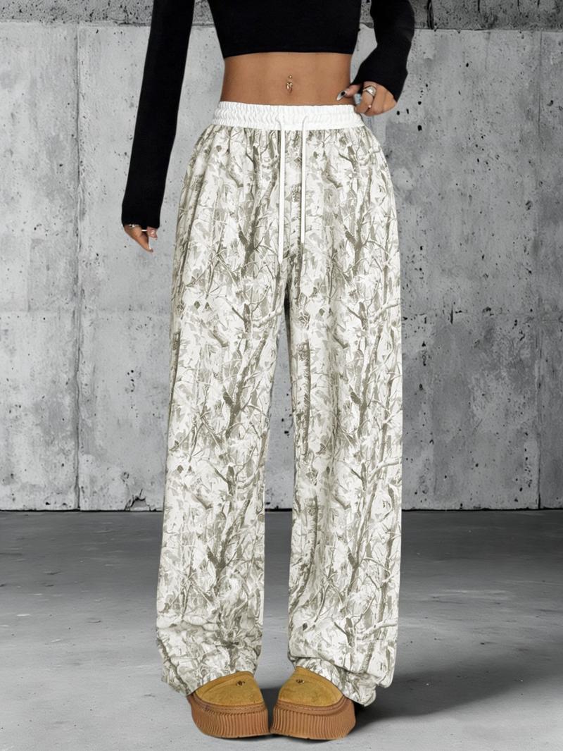 Unisex Camo Print Trousers, Casual Comfy Breathable Straight Leg Trousers for Daily Wear, Fashion Camouflage Print Bottoms for Summer, Pants