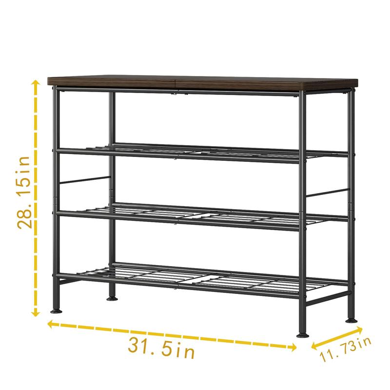 SUOERNUO Shoe Rack Organizer 4 Tier 5 Tier 6 Tier Metal Storage Shelf with Industrial MDF Board & Layer Fabric for Garage Home Organization