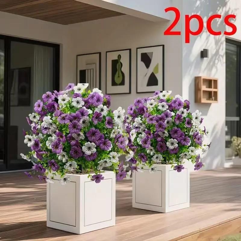 1/2 Pack Artificial Violet Tree with Ground Stake, UV Resistant Plastic Fake Flower Bush, Vibrant Faux Flowers, Decorative Faux Flowers, Artificial Flower Decorations, Colorful Flowers for Indoor Outdoor Easter Garden Wedding Decor, Artificial Plants