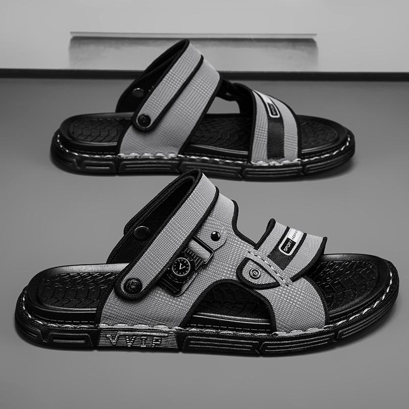 New Summer Men's Fashion Casual Outdoor Slippers, Trendy Stitched Two-In-One Sandals, Comfortable Non-Slip Beach Shoes