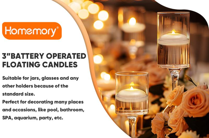 3” Flameless  Floating Candles, 200 Hour White Battery Operate Waterproof Tealights for Cylinder Vases, Centerpieces at Wedding Decor, Party, Pool Led Restaurant Lamp Led Table Lamp  Lighting christmas decorations christmas lights