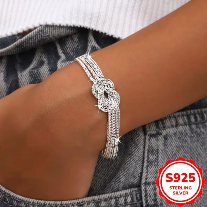 Exquisite snake chain woven bracelet, belt snake chain woven chain fashionable double-layer 925 silver non fading bracelet, anti allergic, Christmas gift, Valentine's Day gift
