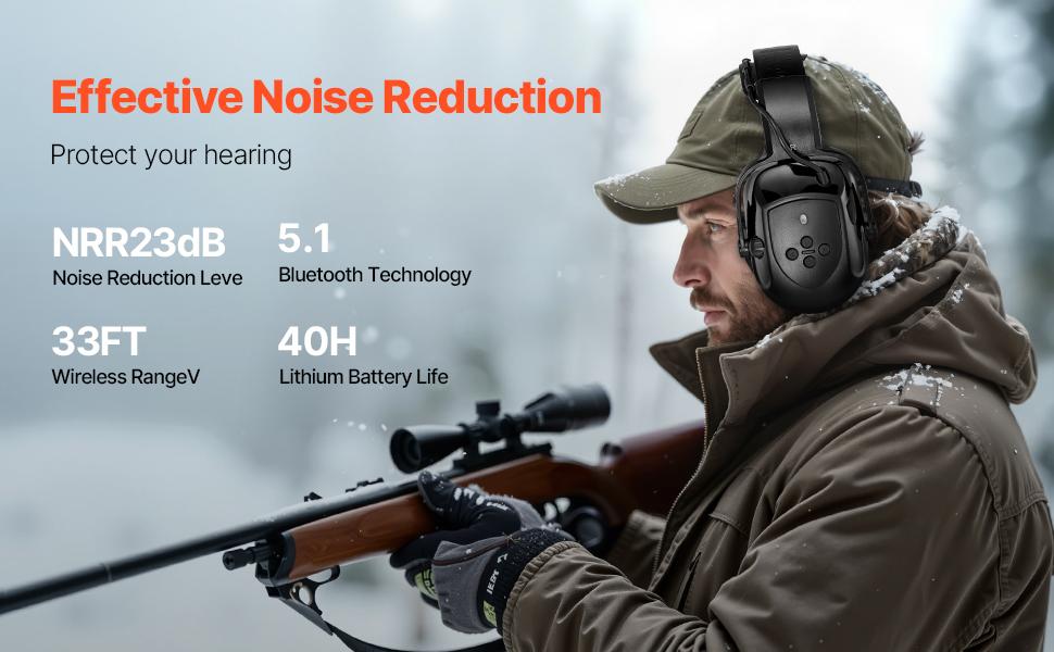fathersdaygift VEVOR Safety Earmuffs, Electronic Ear Muffs with 5.1 Bluetooth Technology Ear Protector, Noise Reduction Headphone NRR23dB, Hearing Protection Earmuffs for Shooting, Manufacturing and Lawn Mowing fathersdaygift VEVOR Safety Earmuffs, Electronic Ear Muffs with 5.1 Bluetooth Technology Ear Protector, Noise Reduction Headphone NRR23dB, Hearing Protection Earmuffs for Shooting, Manufacturing and Lawn Mowing