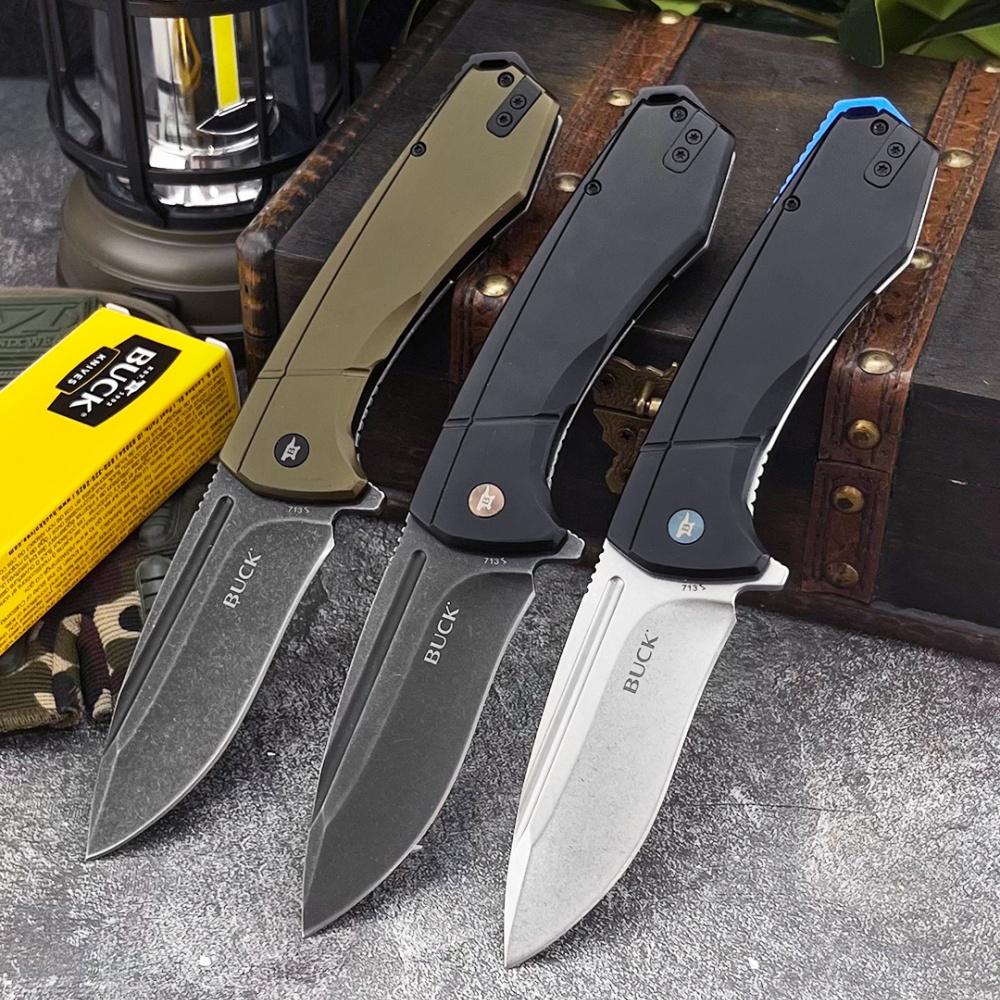 Available in Three Colors Model 713 High-quality Folding Knife with 8Cr13Mov Blade and Aluminum Handle. Portable Outdoor Knife—ideal for Hiking, Mountaineering, Survival, Camping, Tool EDC