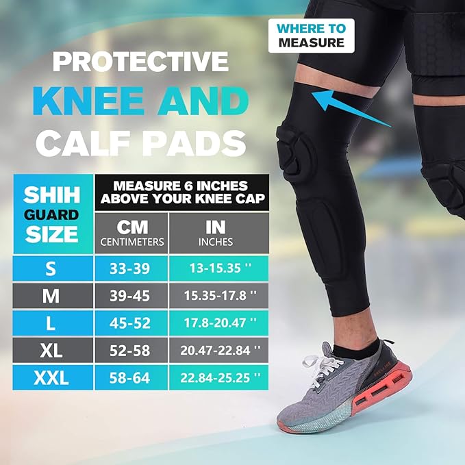 【HolidayHaul】TUOY Shin Guard Pads with Compression Tack for Football, Basketball, Wrestling, and Volleyball - Protective Arm Safety Gear - Sports Eva Foam Shock Leg Supporter Leg Protector